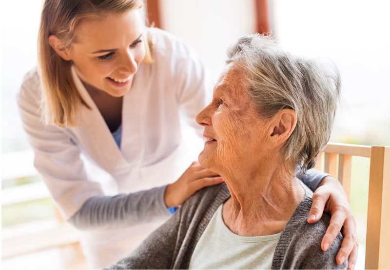 A live-in carer supporting a client at home
