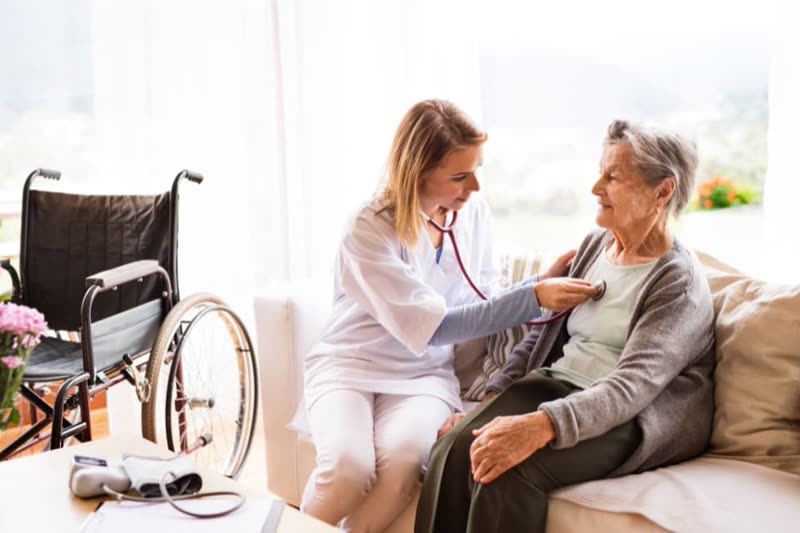 A live-in carer supporting a client at home