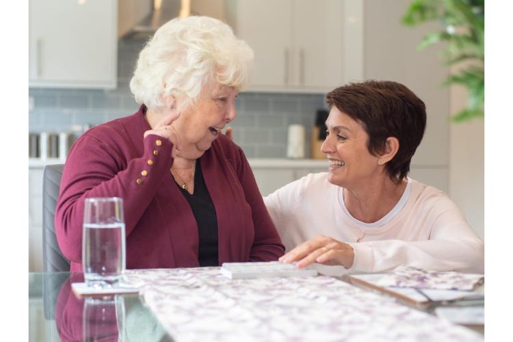 A carer supporting an elderly client at home