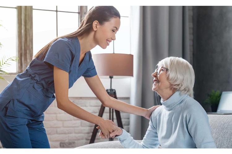 A carer supporting a client at home